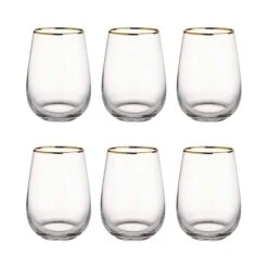 6x Gläser Mit Goldrand 590ml TOUCH OF GOLD In Transparent