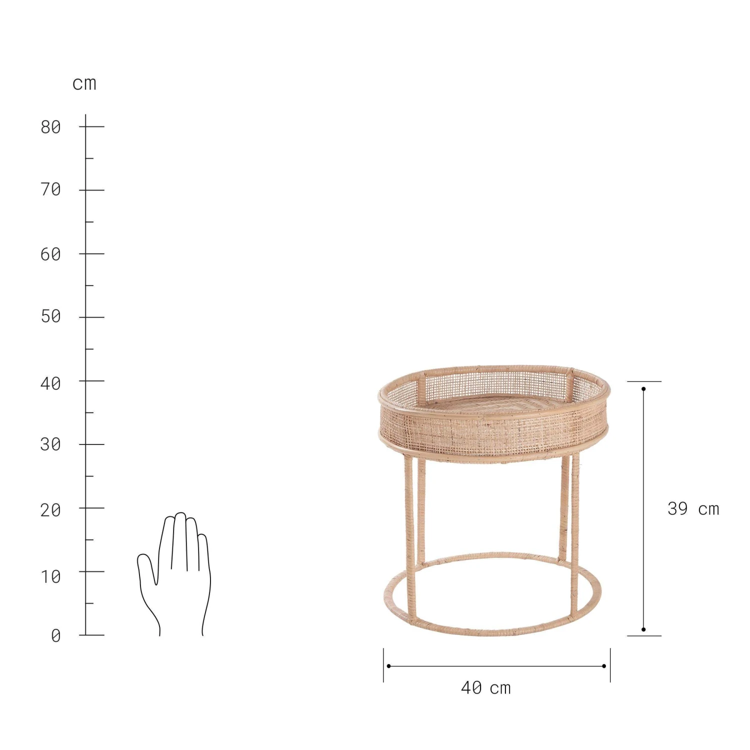 Beistelltisch Höhe 39cm BOHO LOUNGE In Natur 5 Beistelltisch Höhe 39cm BOHO LOUNGE In Natur – Bild 3