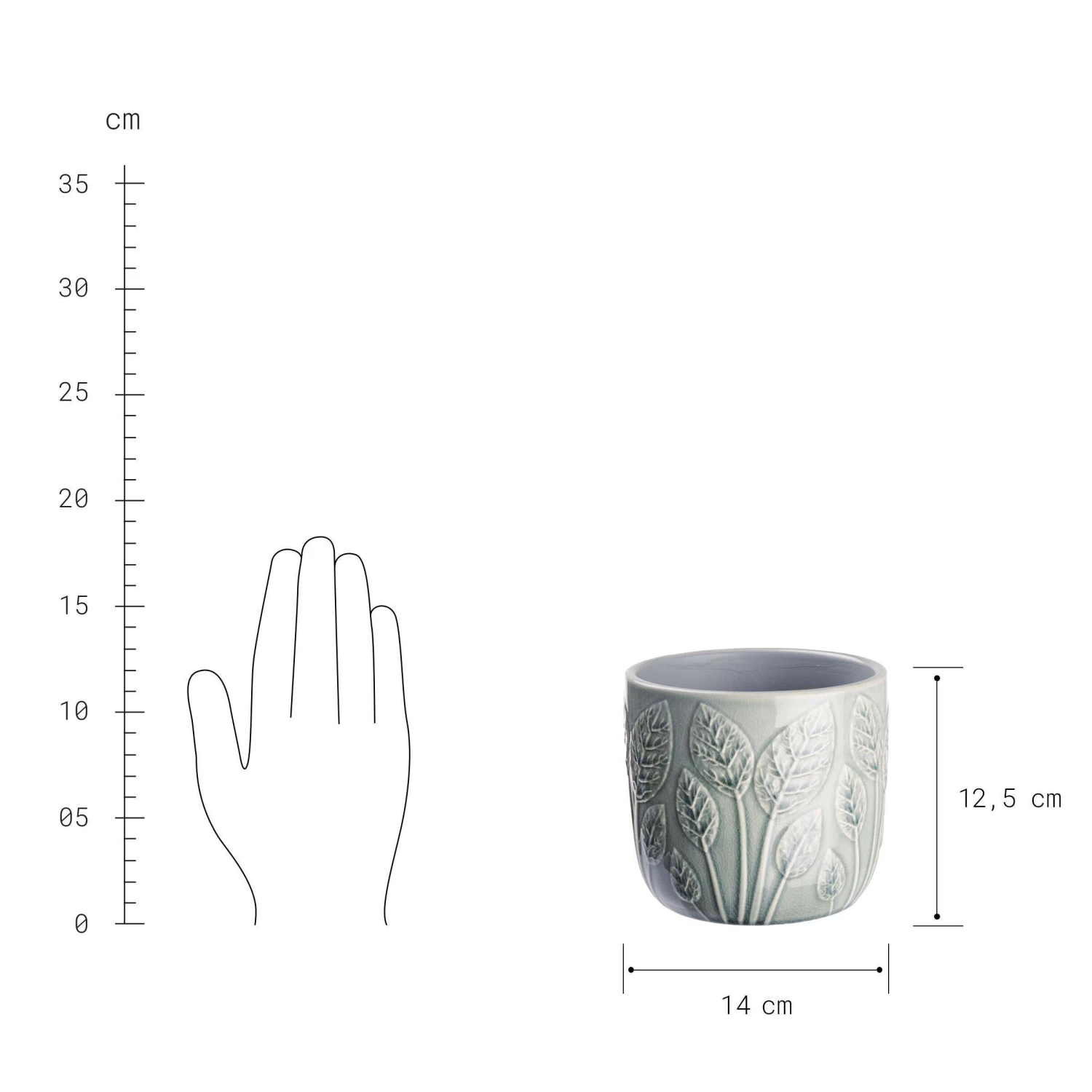 Blumentopf Ø14cm LEAVES In Salbei 6 Blumentopf Ø14cm LEAVES In Salbei – Bild 4