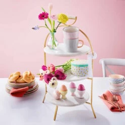 Etagere 3-stufig Höhe 65cm MARBLE In Weiß -Butlers butlers etagere 3 stufig hohe 65cm marble in weiss 1