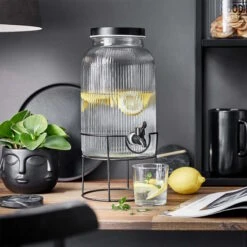 Getränkespender Mit Ständer 2 Tlg. FOUNTAIN In Transparent-Schwarz -Butlers butlers getrankespender mit stander 2 tlg fountain in transparent schwarz 1