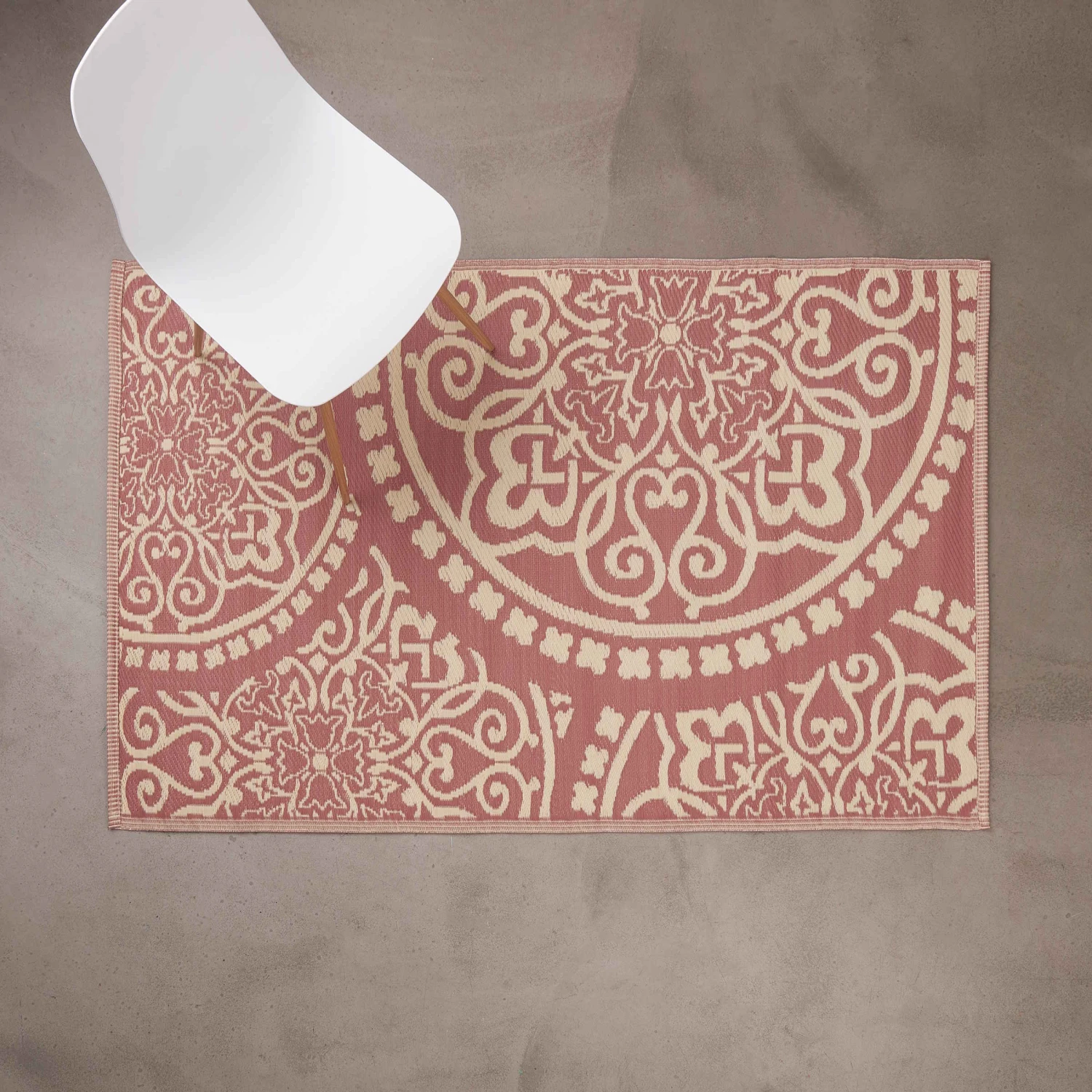 In- & Outdoor-Teppich Floral L 180 X B 118cm COLOUR CLASH In Hellrot-Creme 8 In- & Outdoor-Teppich Floral L 180 X B 118cm COLOUR CLASH In Hellrot-Creme – Bild 6