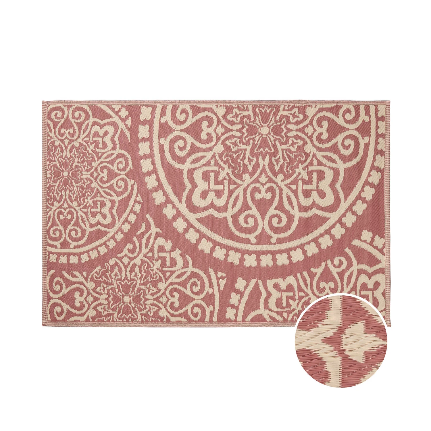 In- & Outdoor-Teppich Floral L 180 X B 118cm COLOUR CLASH In Hellrot-Creme 3 In- & Outdoor-Teppich Floral L 180 X B 118cm COLOUR CLASH In Hellrot-Creme