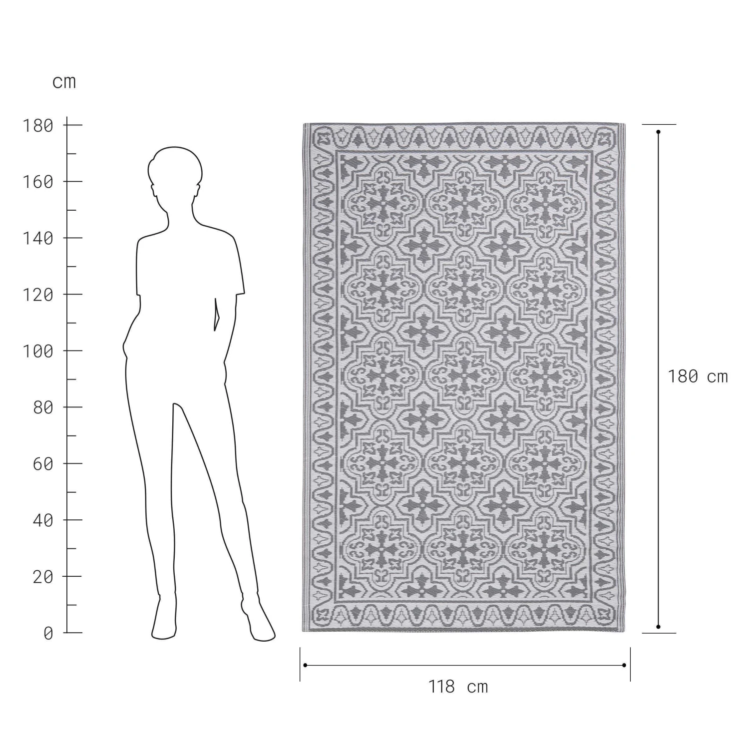 In- & Outdoor-Teppich Kacheln L 180 X B 118cm COLOUR CLASH In Grau-Weiß 5 In- & Outdoor-Teppich Kacheln L 180 X B 118cm COLOUR CLASH In Grau-Weiß – Bild 3