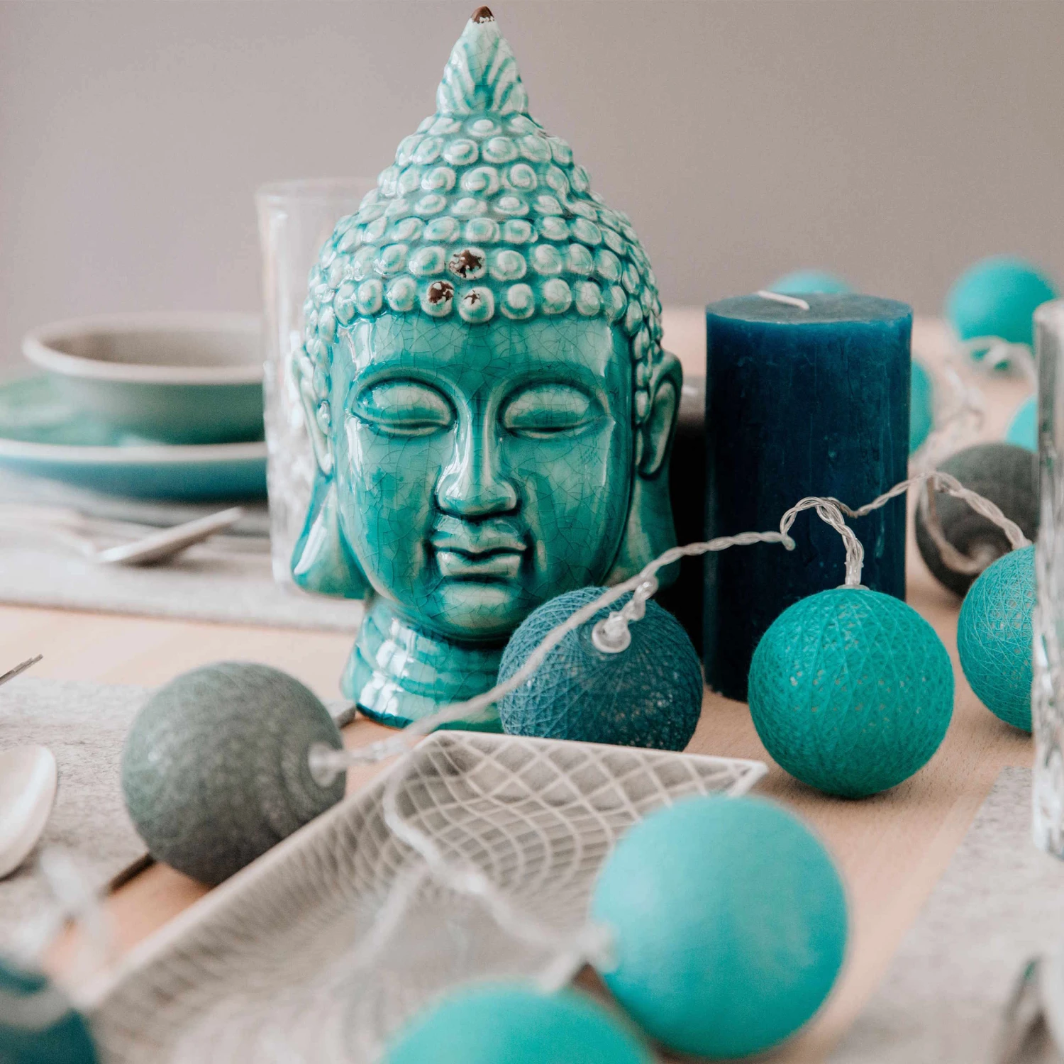 Kopf Höhe 23cm BUDDHA In Türkis 4 Kopf Höhe 23cm BUDDHA In Türkis – Bild 2