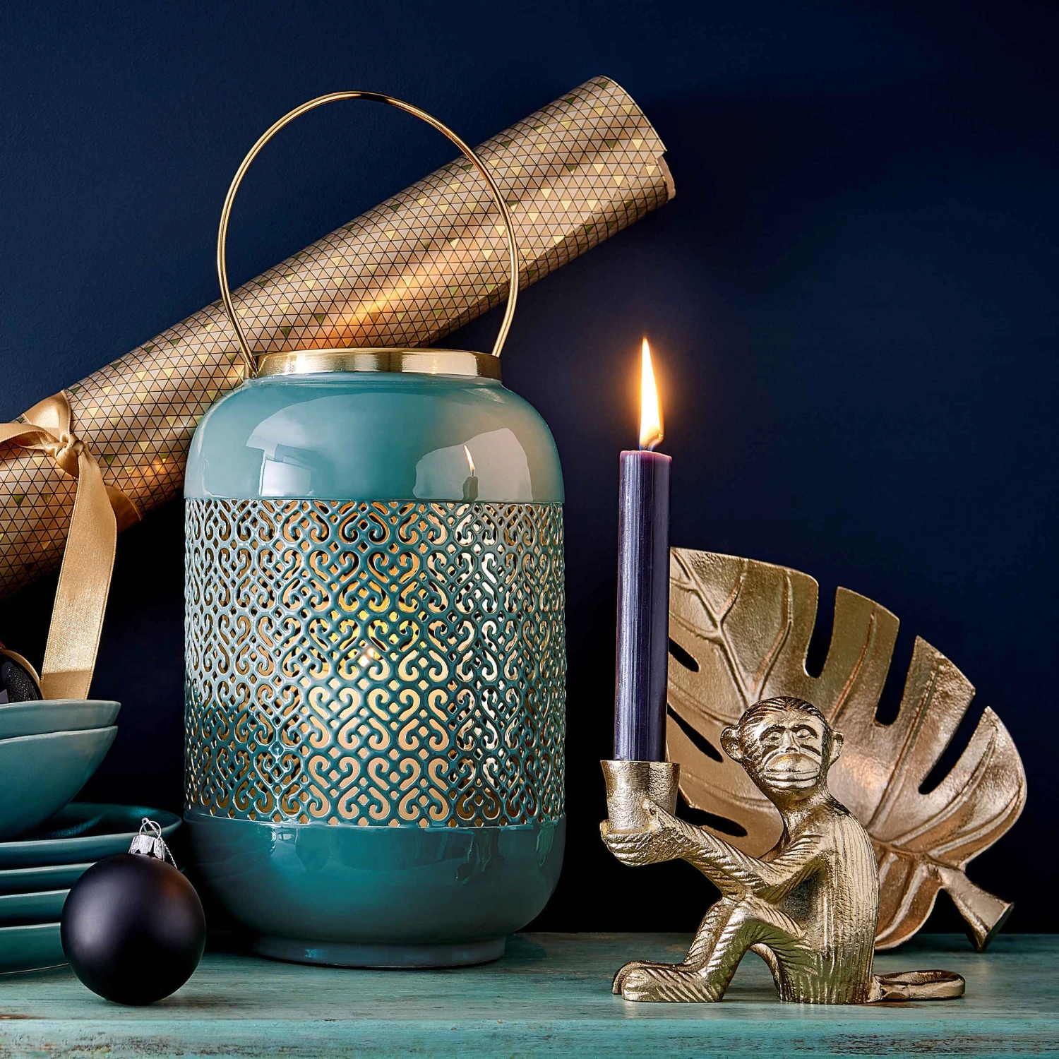 Laterne H 27cm EMILIE In Petrol 4 Laterne H 27cm EMILIE In Petrol – Bild 2