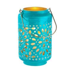 Laterne Höhe 25 Cm BLUE MAROCCO In Petrol-Gold -Butlers butlers laterne hohe 25 cm blue marocco in petrol gold 1