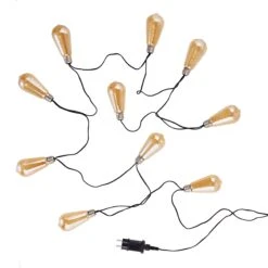 LED Lichterkette Mit Naturseil 10 Lichter Und Stecker BULB LIGHTS In Bronze