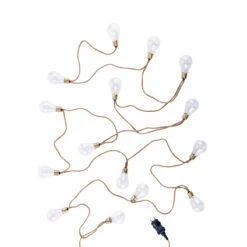 LED Lichterkette Mit Naturseil 15 Lichter Und Stecker BULB LIGHTS In Natur