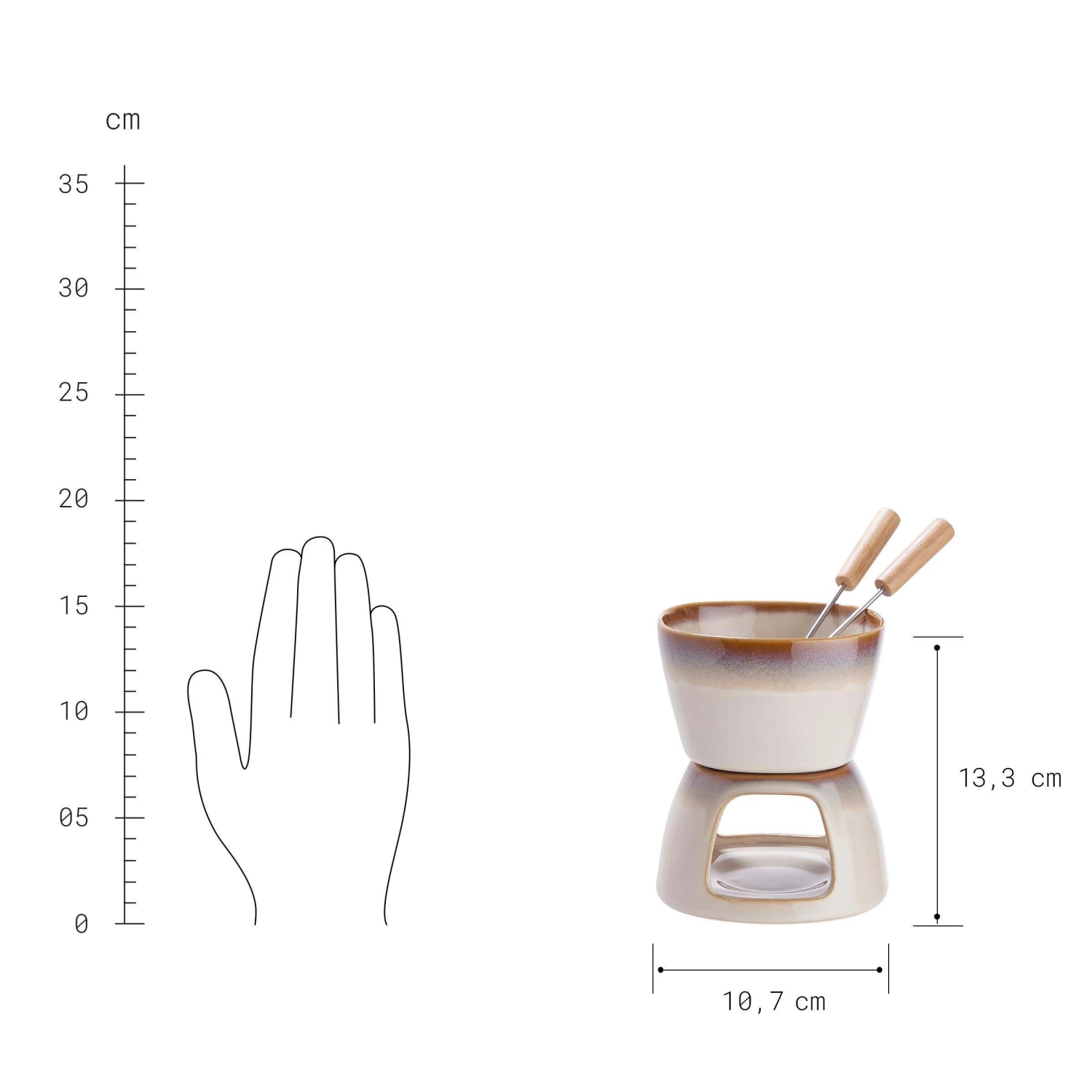 Mini-Fondue Mit 2 Gabeln AU CHOCOLAT In Beige 5 Mini-Fondue Mit 2 Gabeln AU CHOCOLAT In Beige – Bild 3