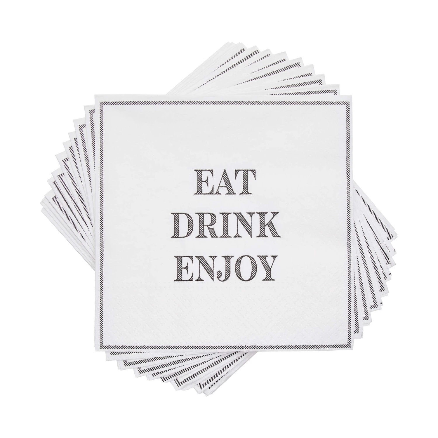 Papierserviette Eat Drink Enjoy 20 Stück APRÈS In Weiß-Schwarz 3 Papierserviette Eat Drink Enjoy 20 Stück APRÈS In Weiß-Schwarz