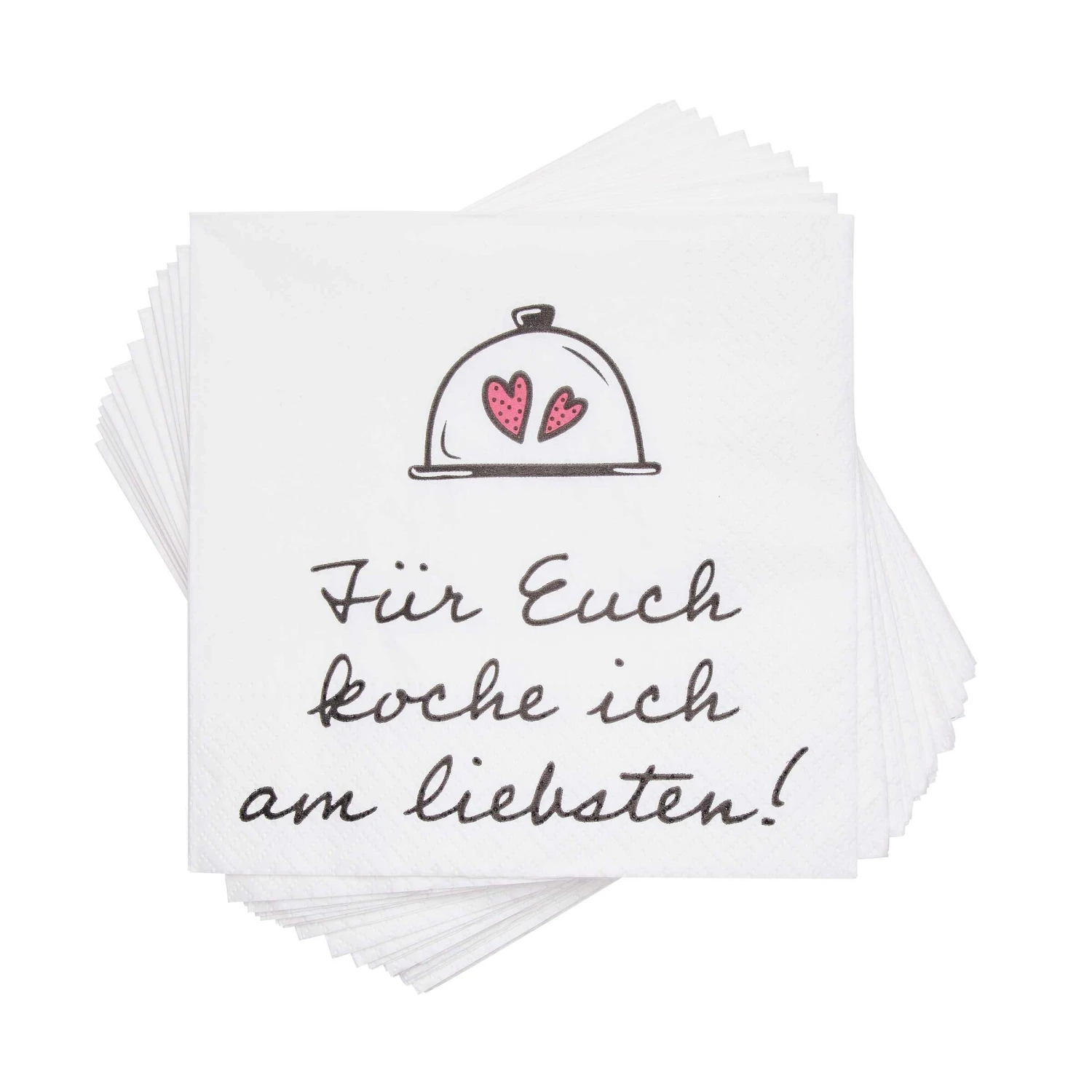 Papierserviette Für Euch Koche Ich Am Liebsten! 20 Stück APRÈS In Weiß-Schwarz 3 Papierserviette Für Euch Koche Ich Am Liebsten! 20 Stück APRÈS In Weiß-Schwarz