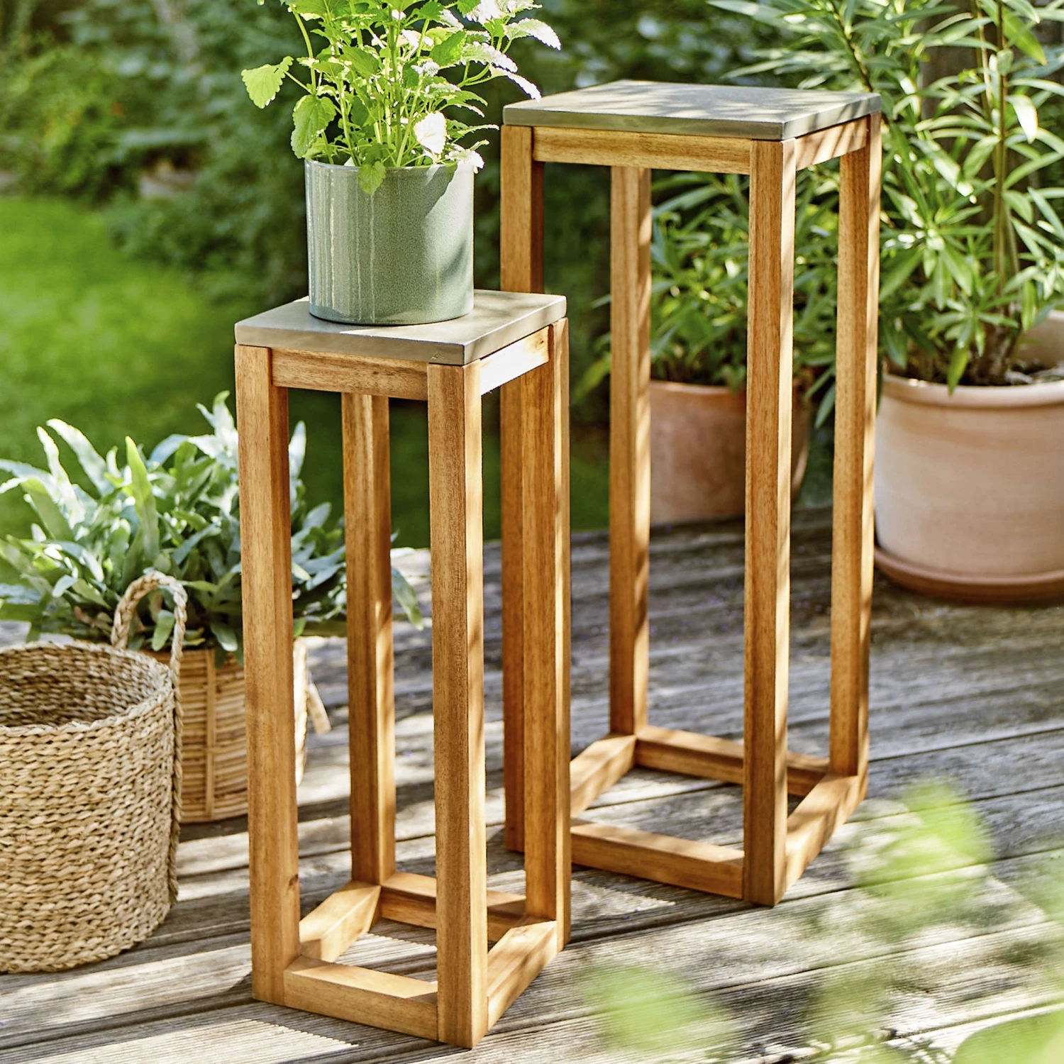 Pflanzenhocker 2er-Set CONCRETE In Natur-Grau 4 Pflanzenhocker 2er-Set CONCRETE In Natur-Grau – Bild 2