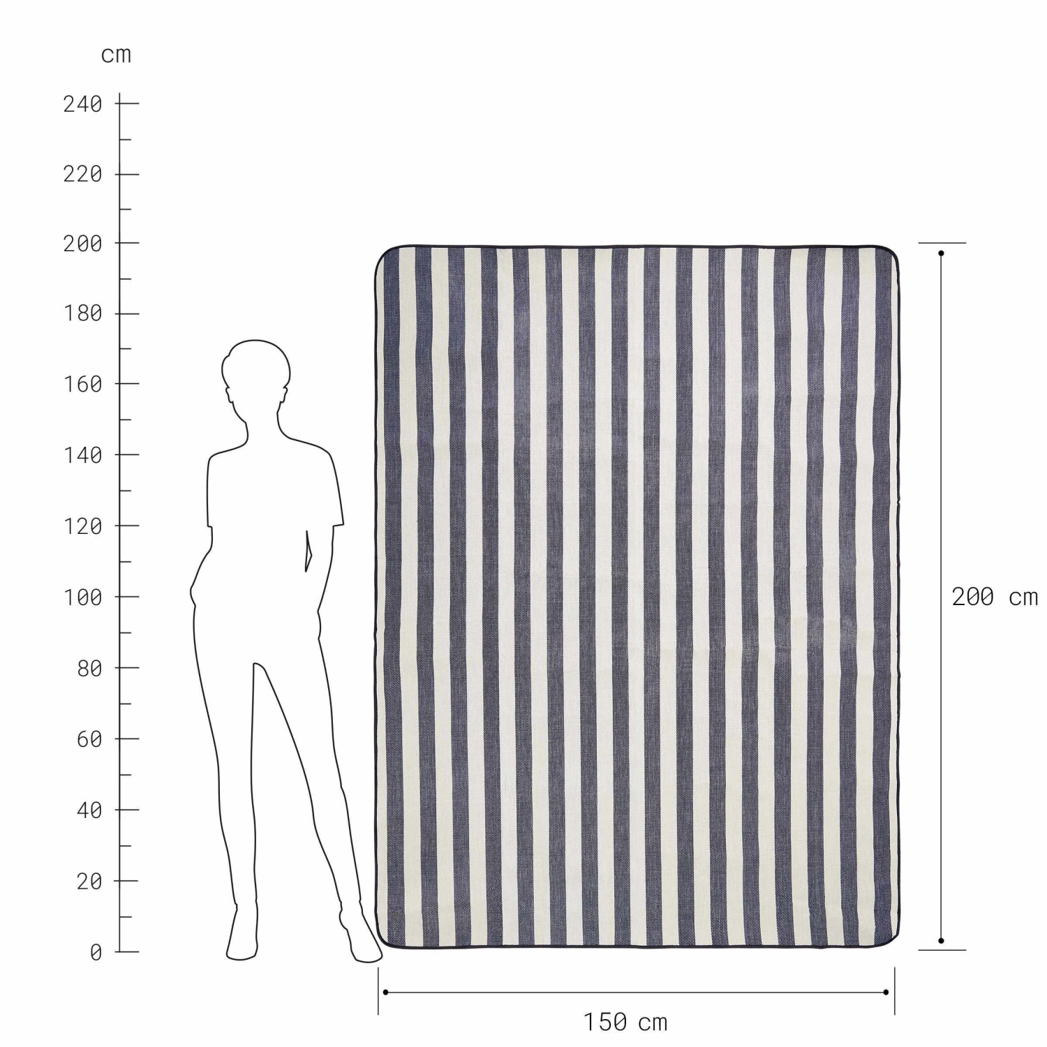 Picknickdecke Streifen L 150 X B 200cm WANDERLUST In Creme-Blau 6 Picknickdecke Streifen L 150 X B 200cm WANDERLUST In Creme-Blau – Bild 4