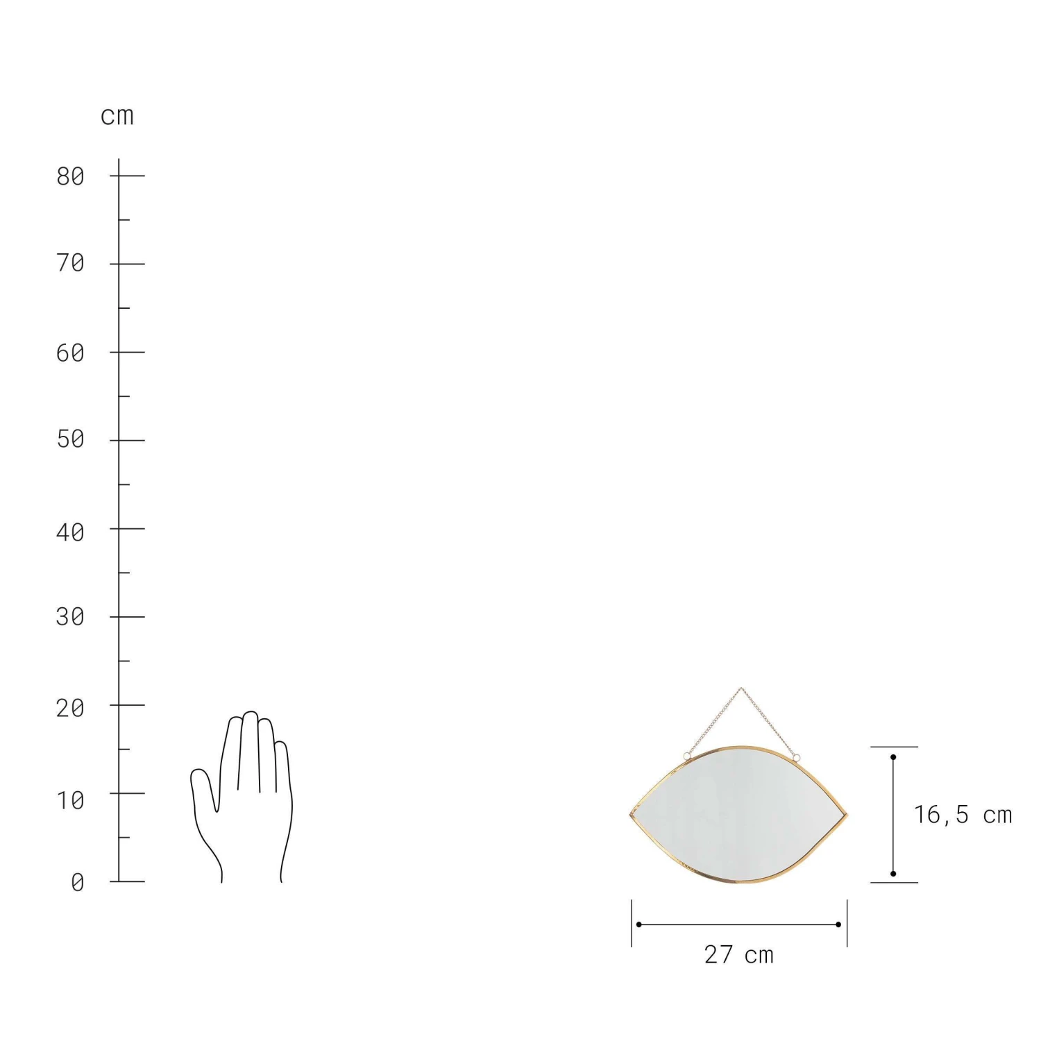 Spiegel Augenform L 27 X B 17cm CARAT In Gold 5 Spiegel Augenform L 27 X B 17cm CARAT In Gold – Bild 3