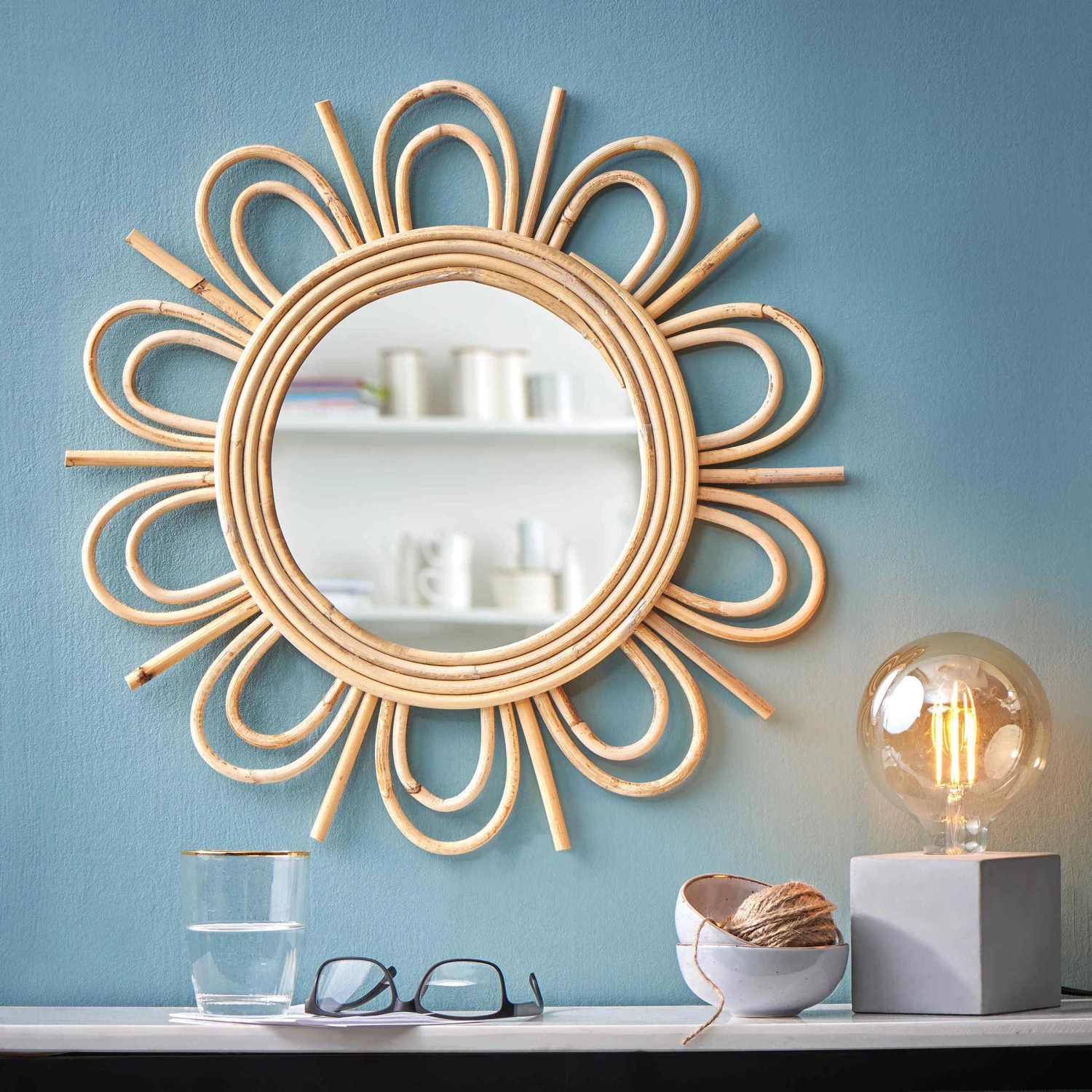 Spiegel Blumenförmig Ø52cm COTTAGE In Natur 4 Spiegel Blumenförmig Ø52cm COTTAGE In Natur – Bild 2