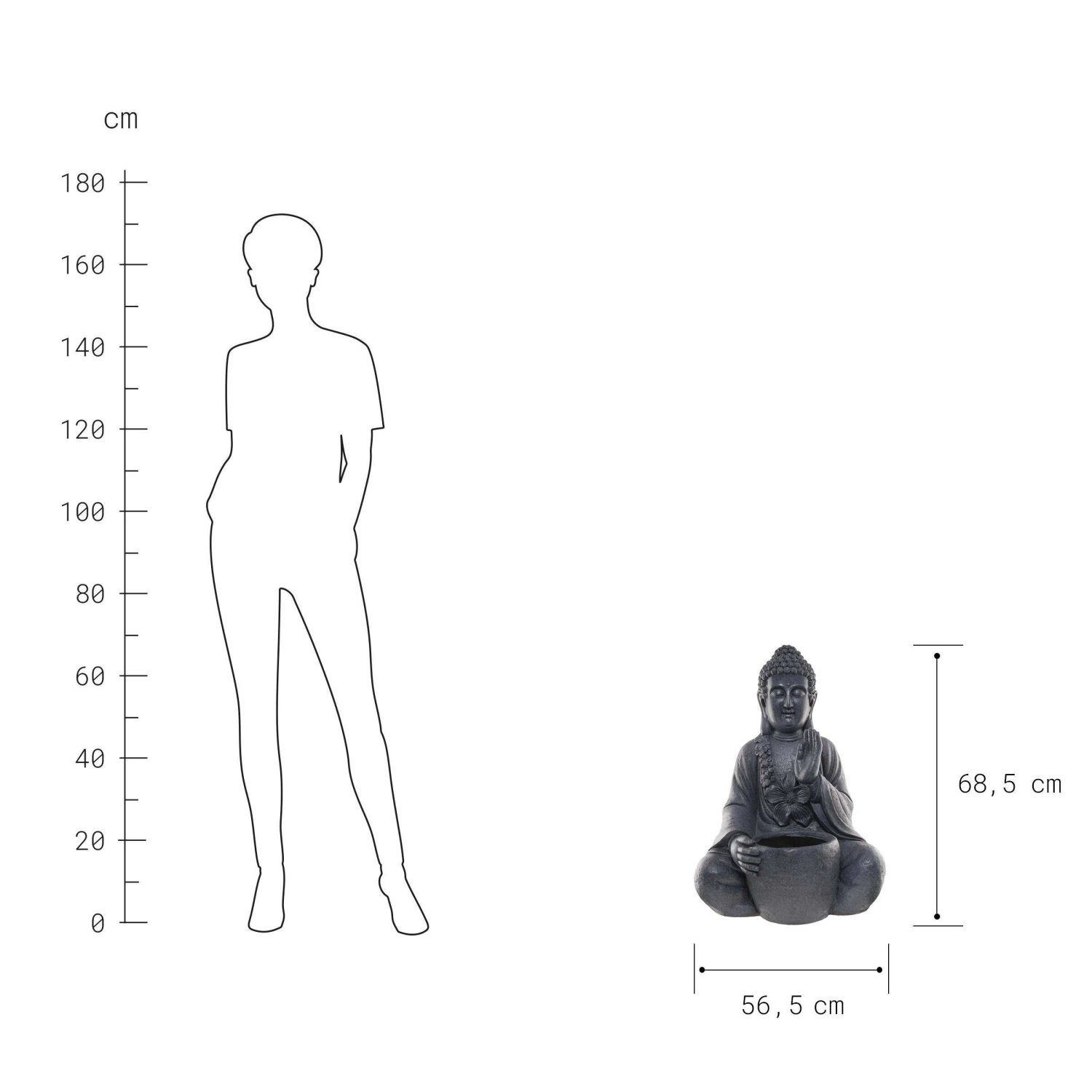 Statue Mit Blumentopf Höhe 69cm BUDDHA In Dunkelgrau 6 Statue Mit Blumentopf Höhe 69cm BUDDHA In Dunkelgrau – Bild 4