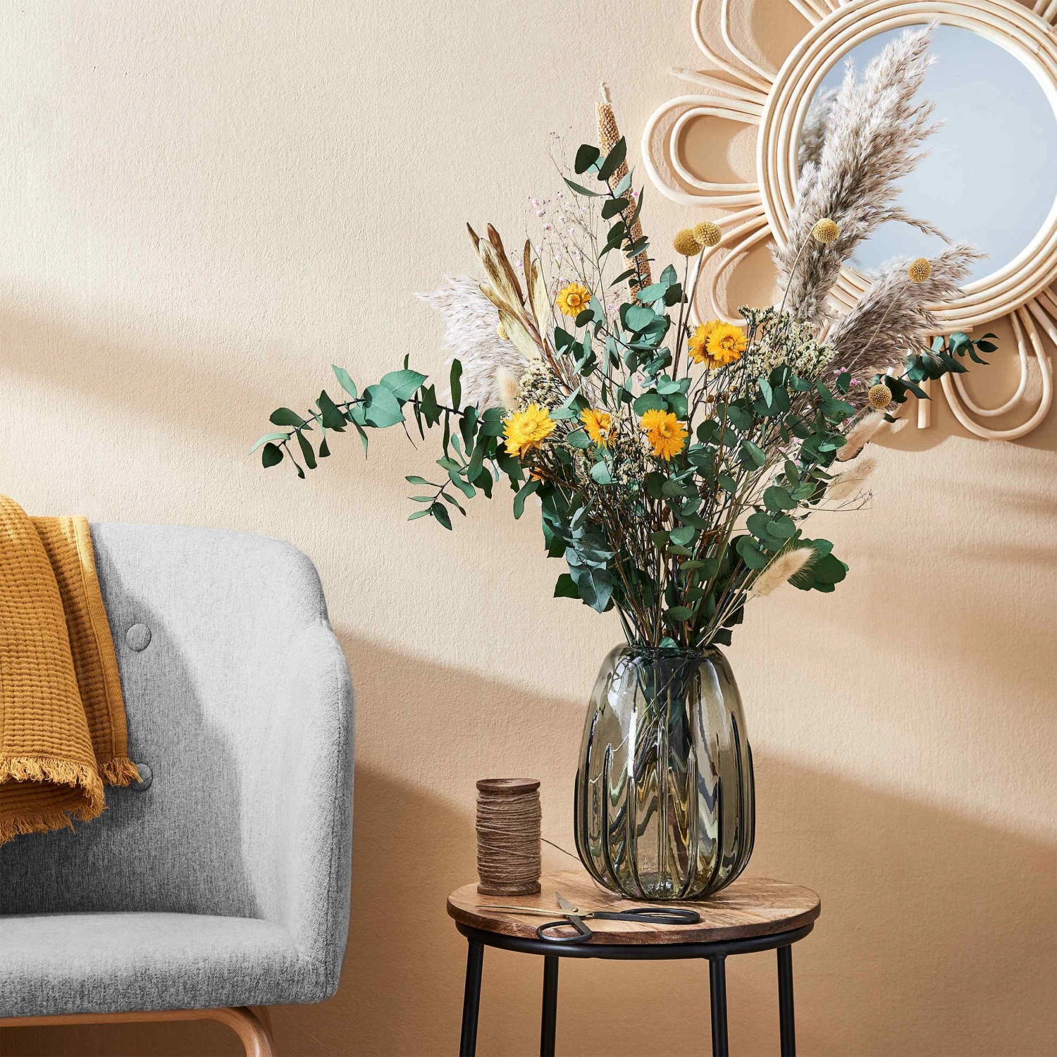 Trockenblumen Craspedia Länge 70cm FLOWER MARKET In Gelb 4 Trockenblumen Craspedia Länge 70cm FLOWER MARKET In Gelb – Bild 2