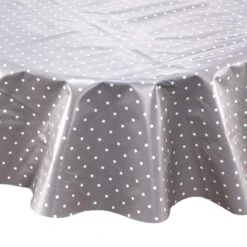 Wachstischdecke Punkte Ø 140 Cm WATERPROOF In Grau